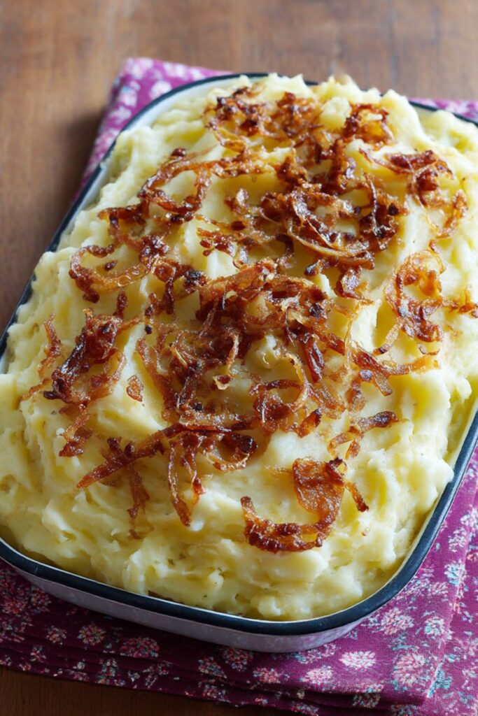 Baked Mashed Potatoes with Crispy Shallots Recipe