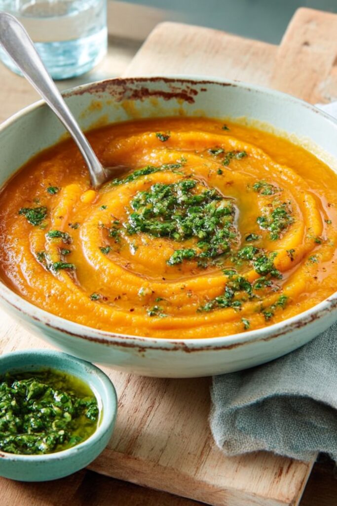 Carrot Soup with Carrot Top Pesto Recipe