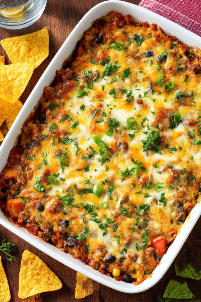 Cheesy Beef and Sweet Potato Taco Casserole Recipe