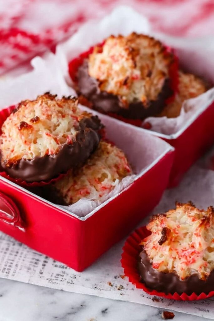 Chocolate-Dipped Cherry Macaroons Recipe