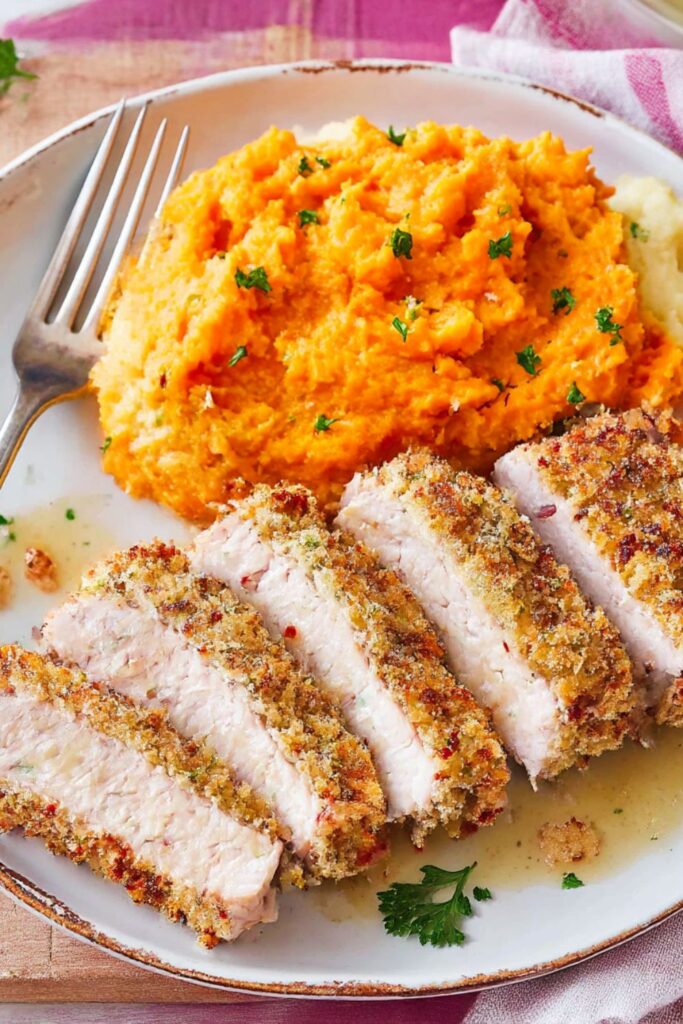 Panko-Crusted Pork Chops with Carrot Mash Recipe