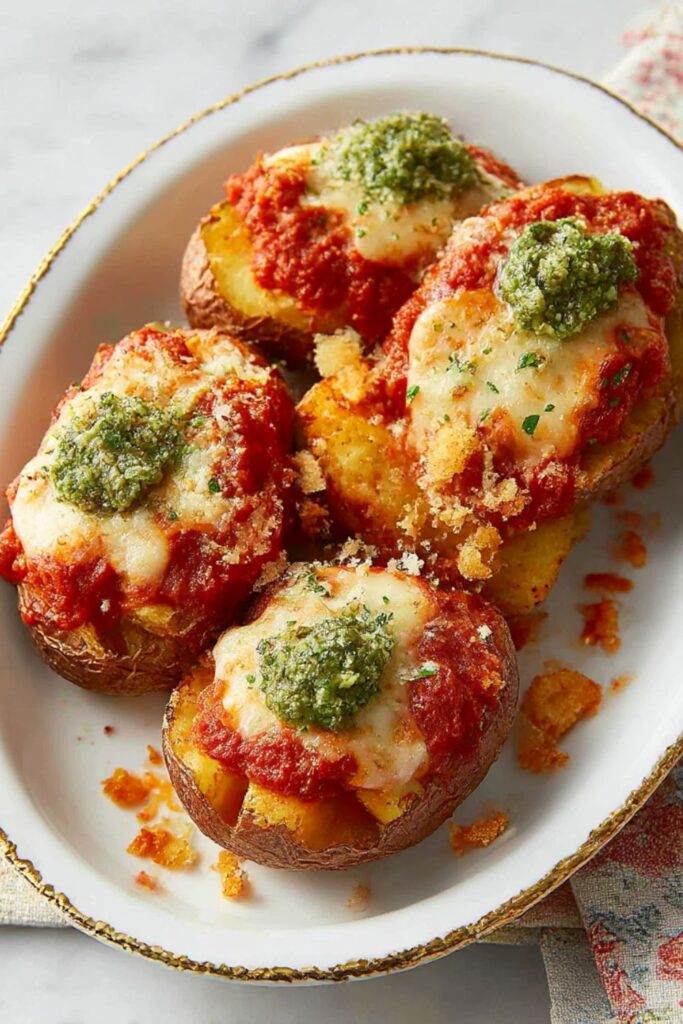 Pesto Pizza Baked Potatoes Recipe