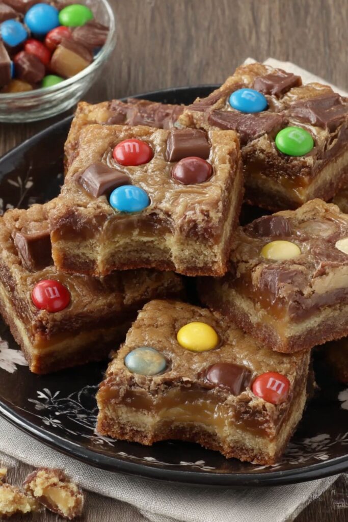 Candy-Covered Caramel Bars Recipe