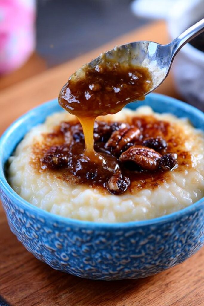 Rice Pudding with Caramel-Pecan Sauce Recipe