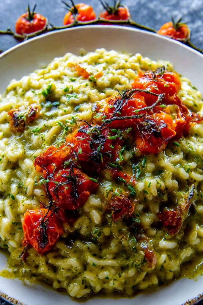 Spinach Basil Pesto Risotto Recipe