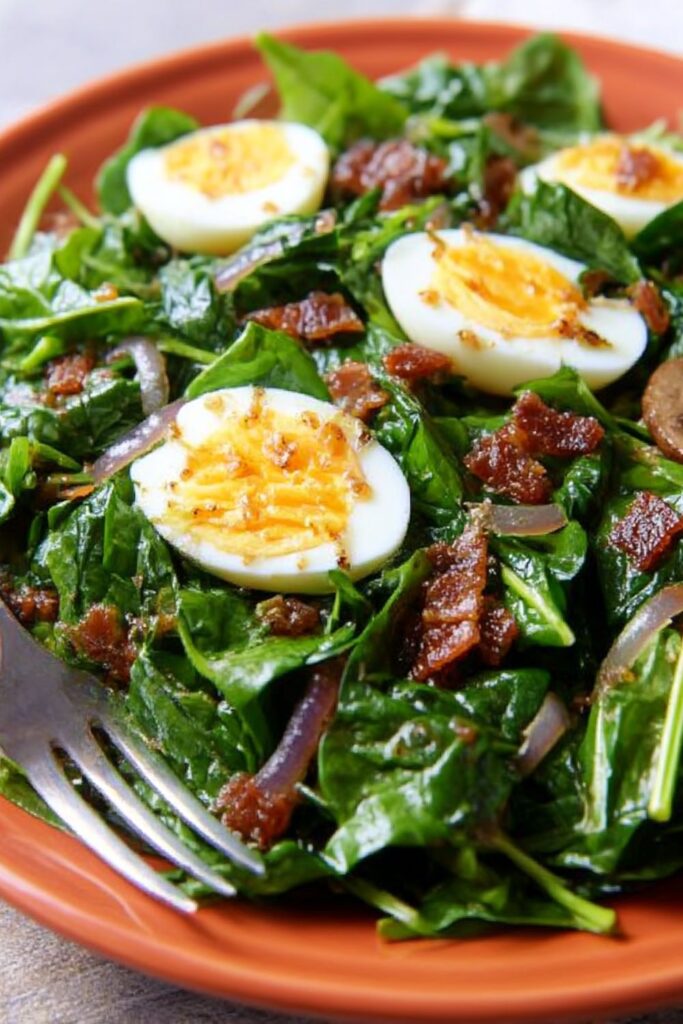 Spinach Salad with Hot Bacon Dressing Recipe