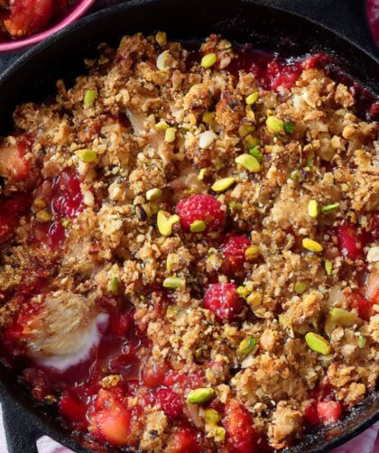 Apple-Raspberry Crisp With Pistachios Recipe