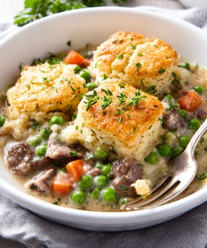 Beef and Herbed Biscuit Pot Pie Recipe