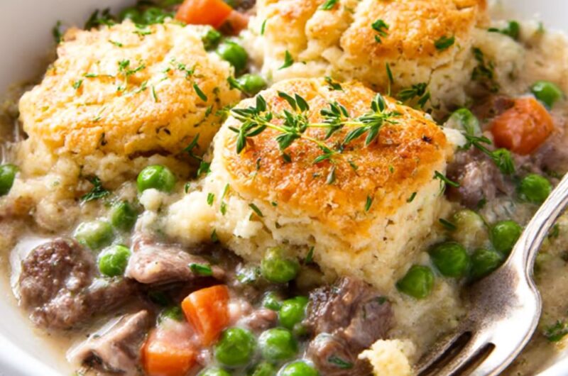 Beef and Herbed Biscuit Pot Pie Recipe