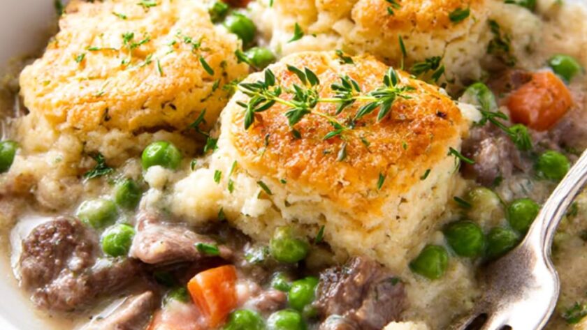 Beef and Herbed Biscuit Pot Pie Recipe