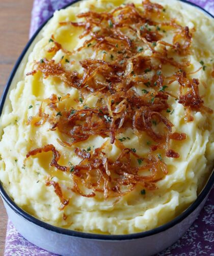 Baked Mashed Potatoes with Crispy Shallots Recipe