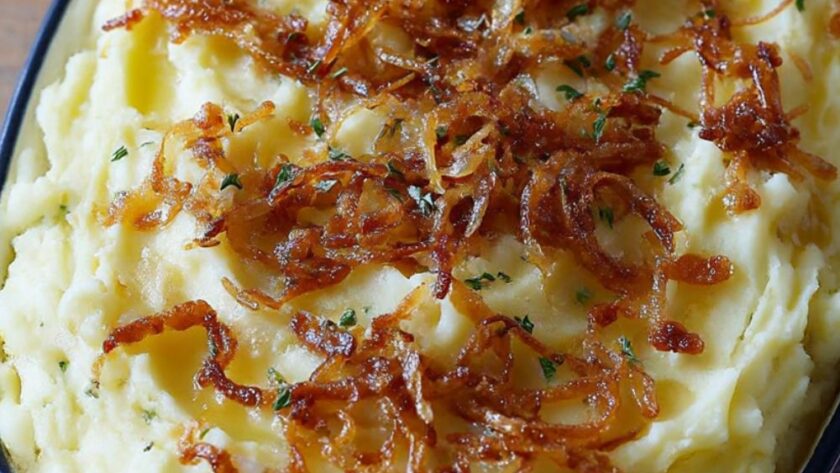 Baked Mashed Potatoes with Crispy Shallots Recipe
