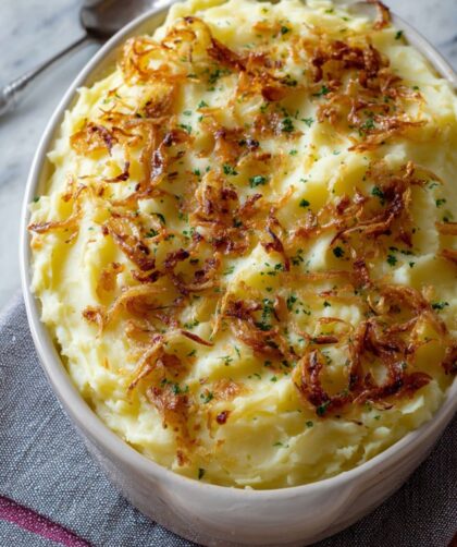 Baked Mashed Potatoes with Crispy Shallots Recipe
