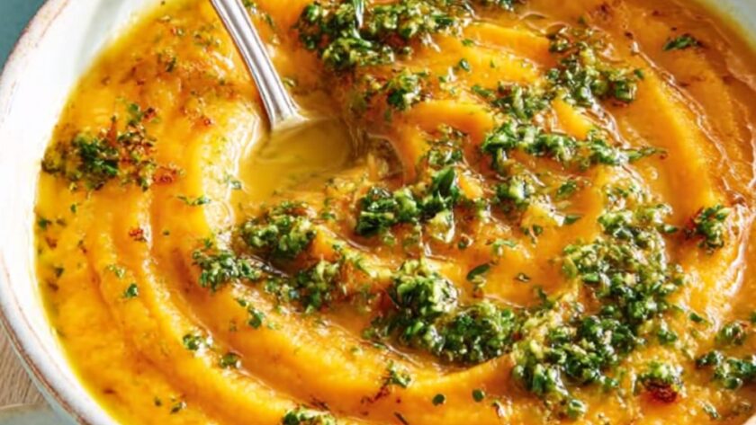 Carrot Soup with Carrot Top Pesto Recipe