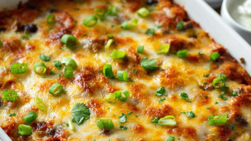 Cheesy Beef and Sweet Potato Taco Casserole Recipe