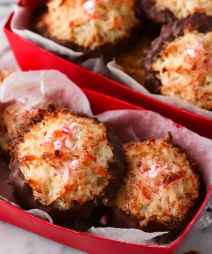 Chocolate-Dipped Cherry Macaroons Recipe