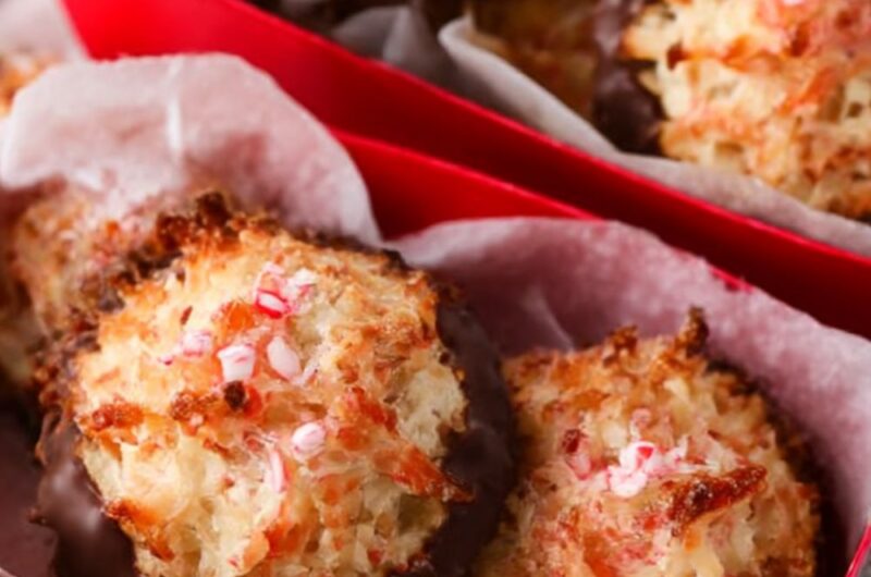 Chocolate-Dipped Cherry Macaroons Recipe