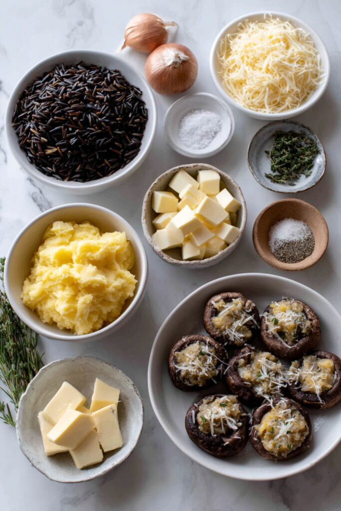 Mashed Potato and Wild Rice Stuffed Mushrooms Recipe