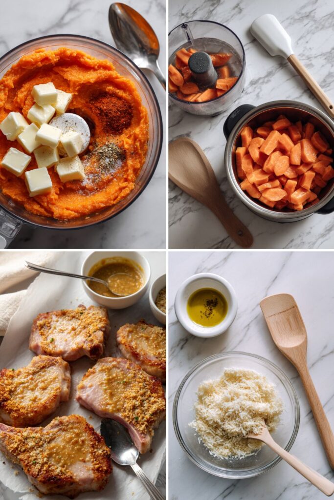 Panko-Crusted Pork Chops with Carrot Mash Recipe
