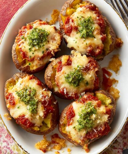 Pesto Pizza Baked Potatoes Recipe