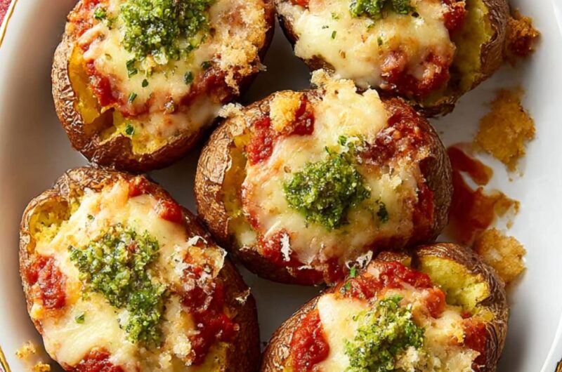 Pesto Pizza Baked Potatoes Recipe
