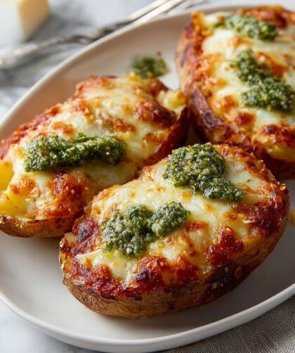 Pesto Pizza Baked Potatoes Recipe