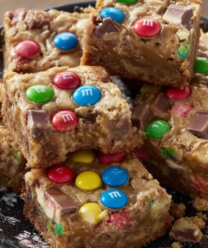Candy-Covered Caramel Bars Recipe