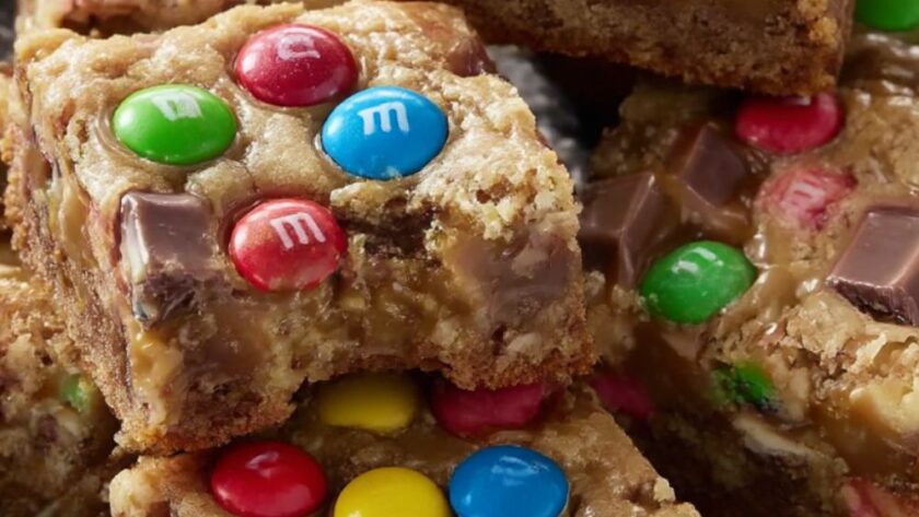 Candy-Covered Caramel Bars Recipe