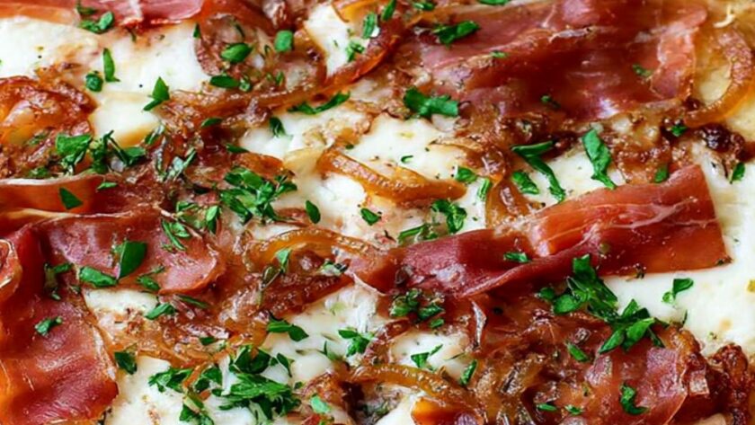 Caramelized Onion & Prosciutto Pizza Recipe