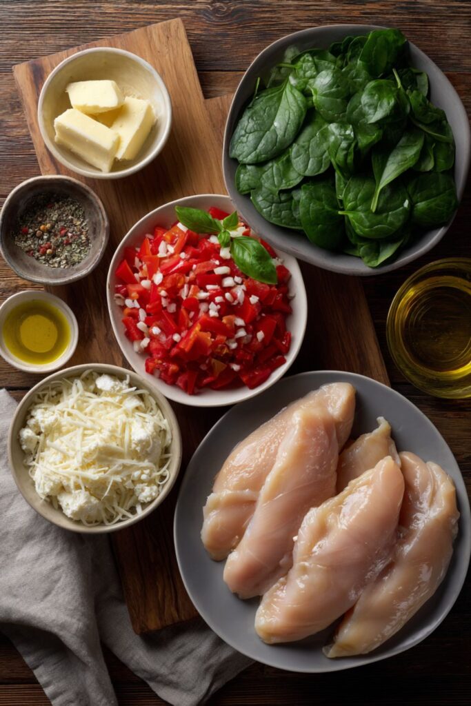 Creamy Spinach and Red Pepper Stuffed Chicken Recipe