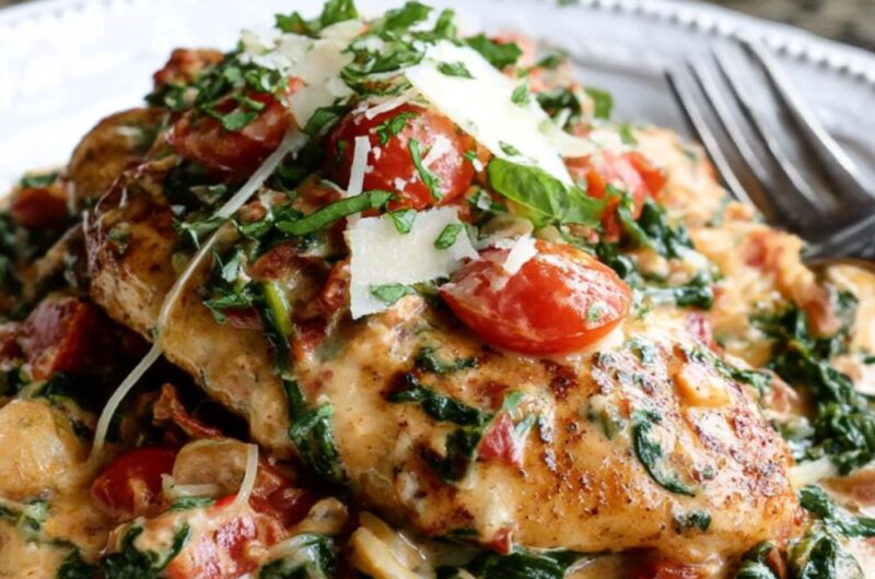Creamy Spinach and Red Pepper Stuffed Chicken Recipe
