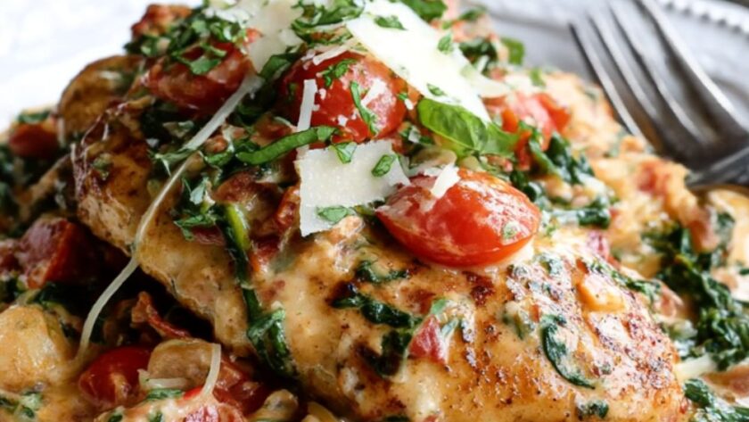 Creamy Spinach and Red Pepper Stuffed Chicken Recipe