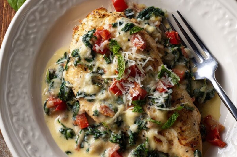 Creamy Spinach and Red Pepper Stuffed Chicken Recipe