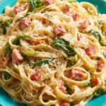 Pasta with Ham, Leeks and Spinach Recipe