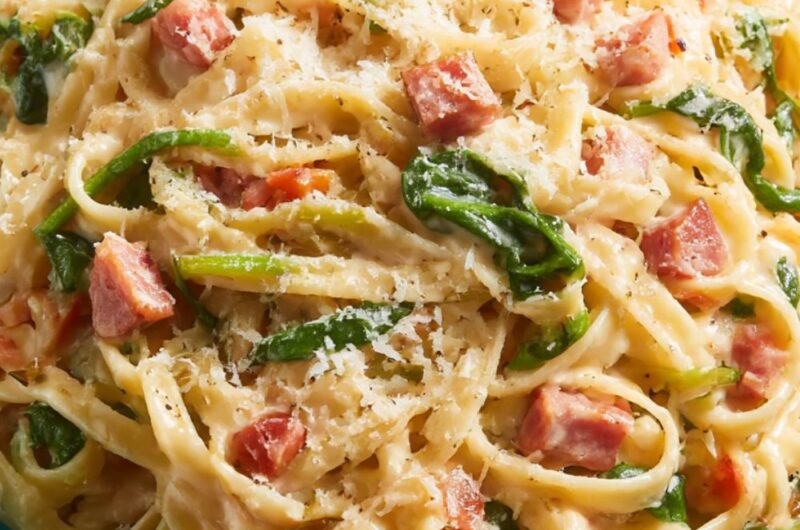 Pasta with Ham, Leeks and Spinach Recipe