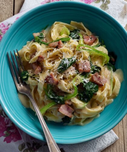 Pasta with Ham, Leeks and Spinach Recipe