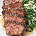 Peppercorn-Crusted Steak with Creamed Spinach Recipe