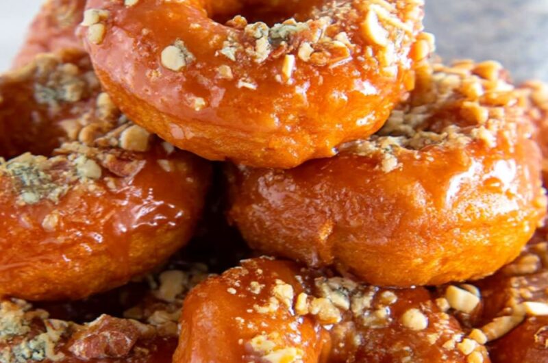 Pumpkin Spiced Donuts with Bourbon Caramel Glaze Recipe