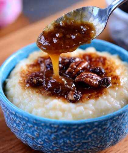 Rice Pudding with Caramel-Pecan Sauce Recipe