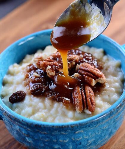 Rice Pudding with Caramel-Pecan Sauce Recipe