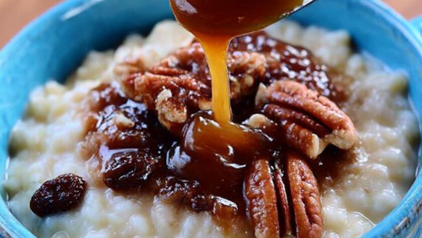 Rice Pudding with Caramel-Pecan Sauce Recipe