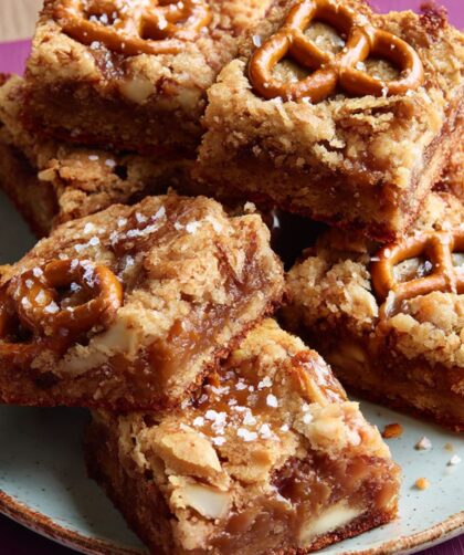 Salted Caramel Pretzel Blondies Recipe