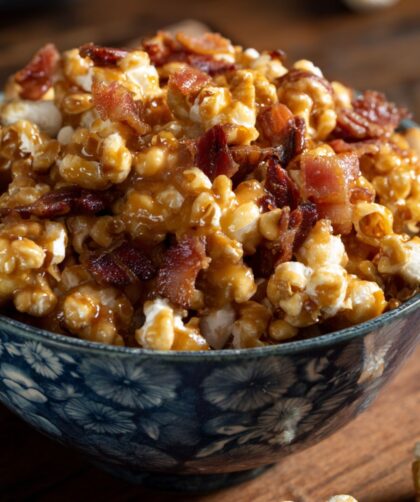 Salted Peanut Butter Caramel Corn with Bacon Recipe