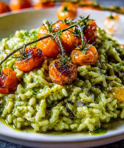 Spinach Basil Pesto Risotto Recipe