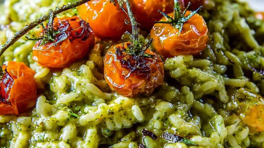 Spinach Basil Pesto Risotto Recipe