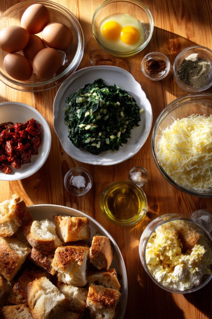 Spinach, Feta, and Sun-Dried Tomato Strata Recipe