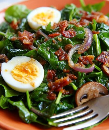 Spinach Salad with Hot Bacon Dressing Recipe