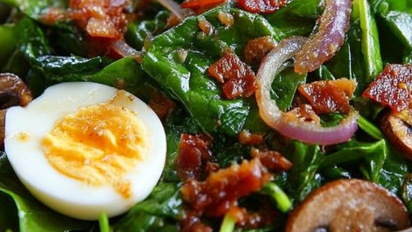 Spinach Salad with Hot Bacon Dressing Recipe