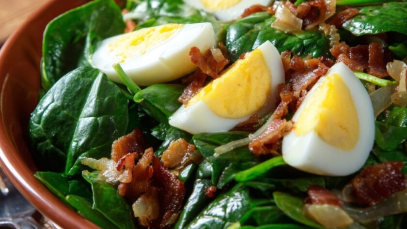 Spinach Salad with Hot Bacon Dressing Recipe