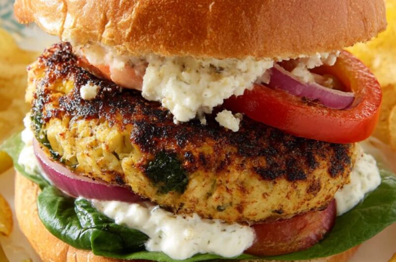 Spinach and Feta Chicken Burgers Recipe